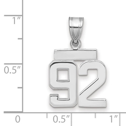 14K Weißgold kleiner polierter Charm mit Zahl 92