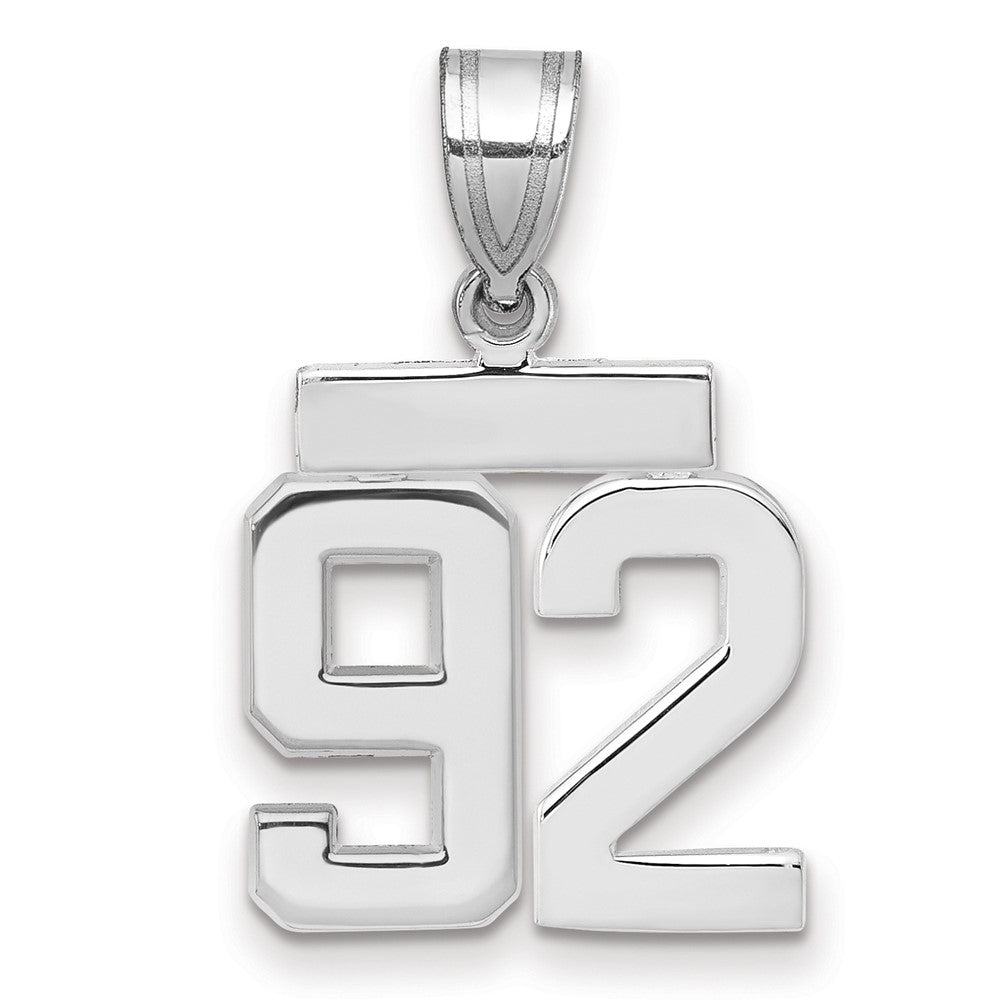 14K Weißgold kleiner polierter Charm mit Zahl 92