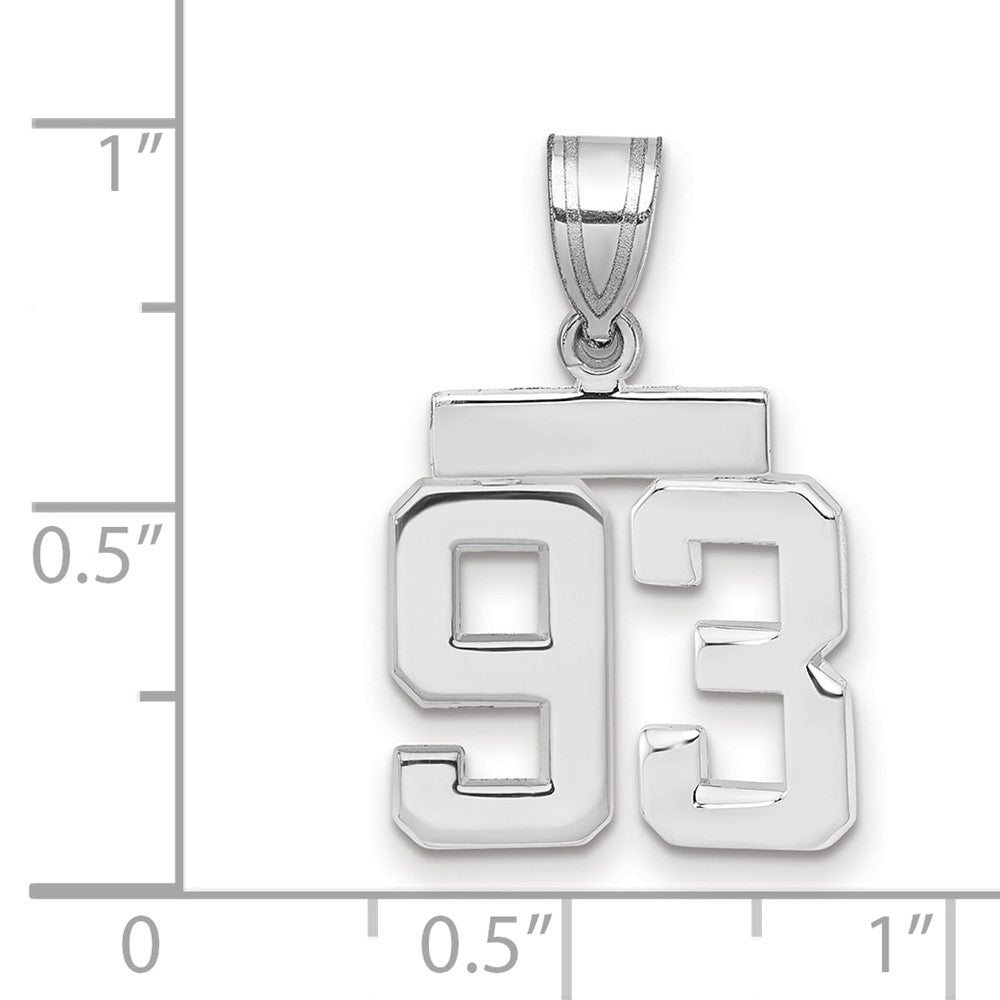 14K Weißgold Kleiner Polierter Zahl-93-Charm