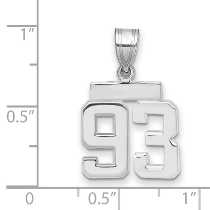 14K Weißgold Kleiner Polierter Zahl-93-Charm