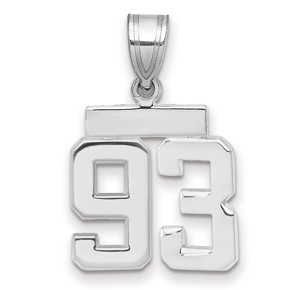 14K Weißgold Kleiner Polierter Zahl-93-Charm
