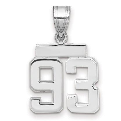 14K Weißgold Kleiner Polierter Zahl-93-Charm