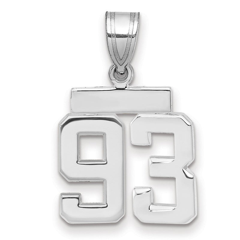 14K Weißgold Kleiner Polierter Zahl-93-Charm