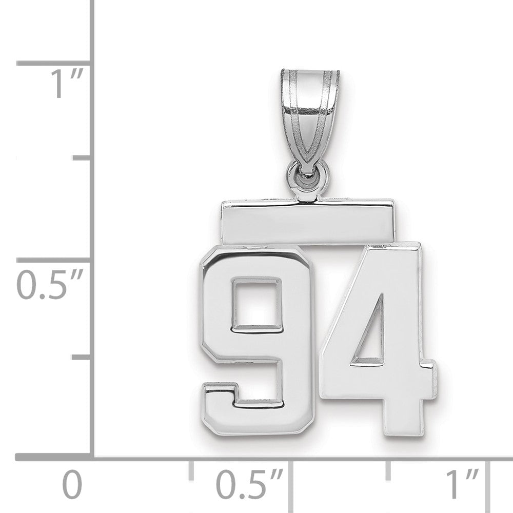 14K Weißgold kleiner polierter Charm Zahl 94