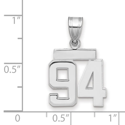 14K Weißgold kleiner polierter Charm Zahl 94