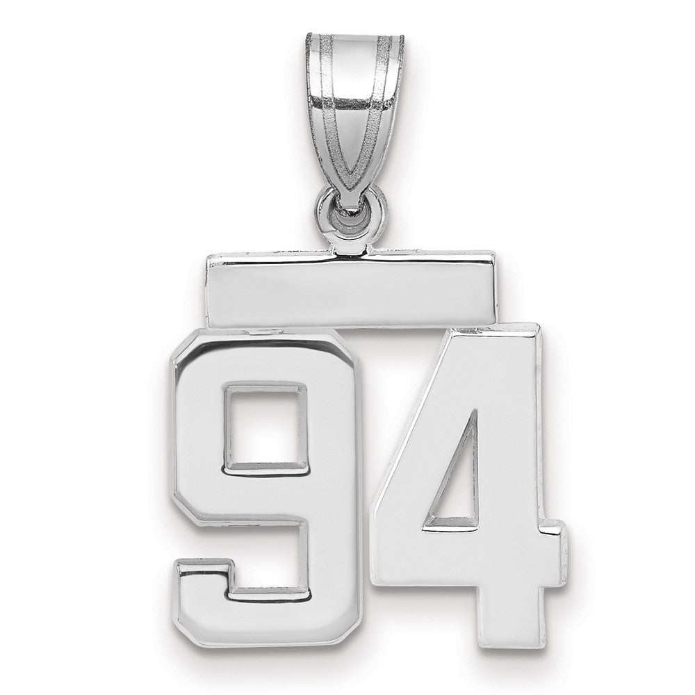 14K Weißgold kleiner polierter Charm Zahl 94