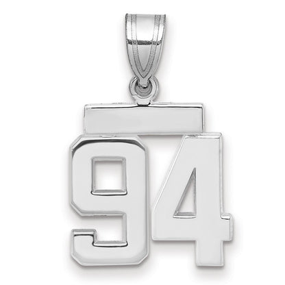 14K Weißgold kleiner polierter Charm Zahl 94