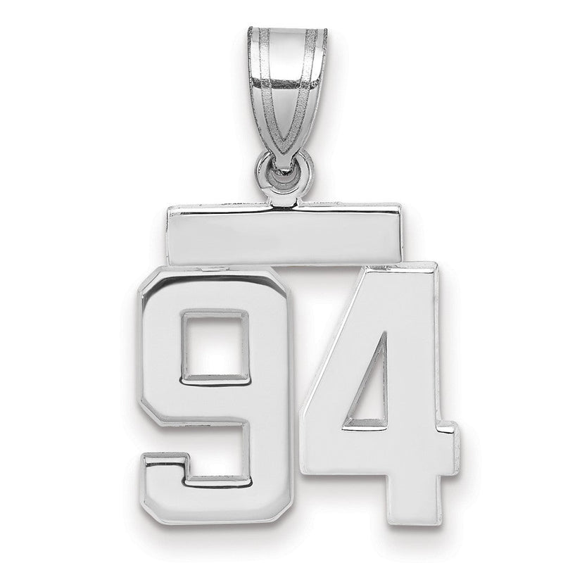 14K Weißgold kleiner polierter Charm Zahl 94