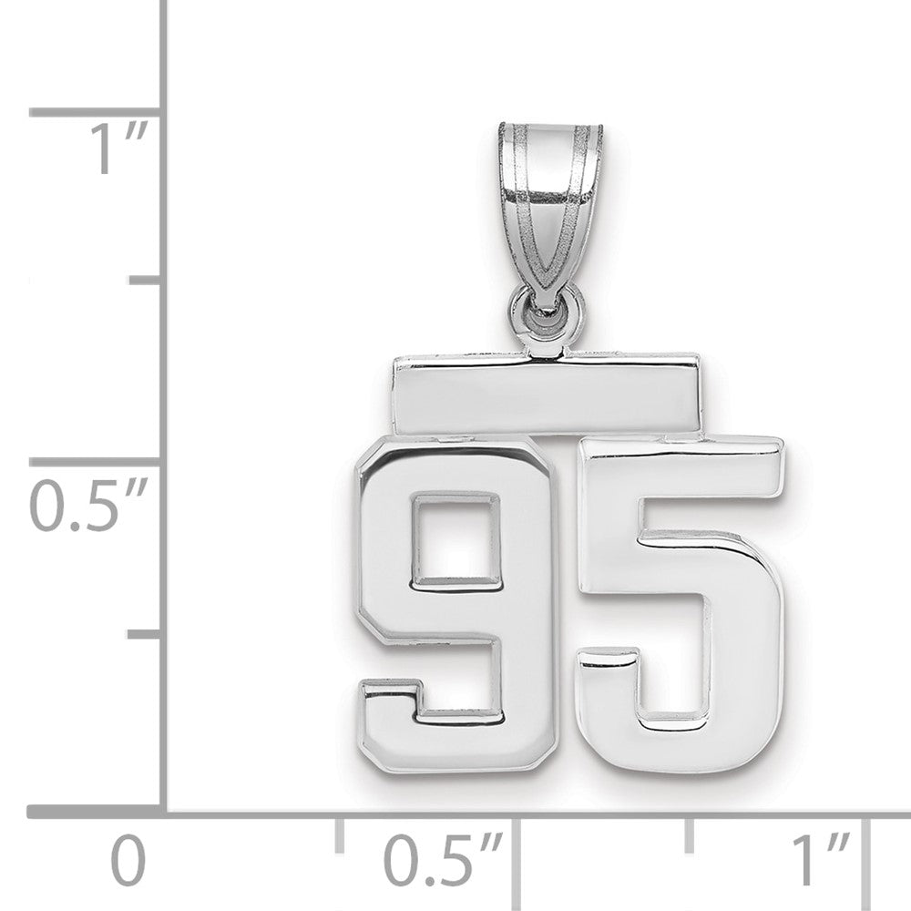 14K Weißgold kleiner polierter Charm Nummer 95