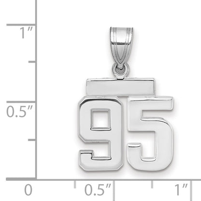 14K Weißgold kleiner polierter Charm Nummer 95