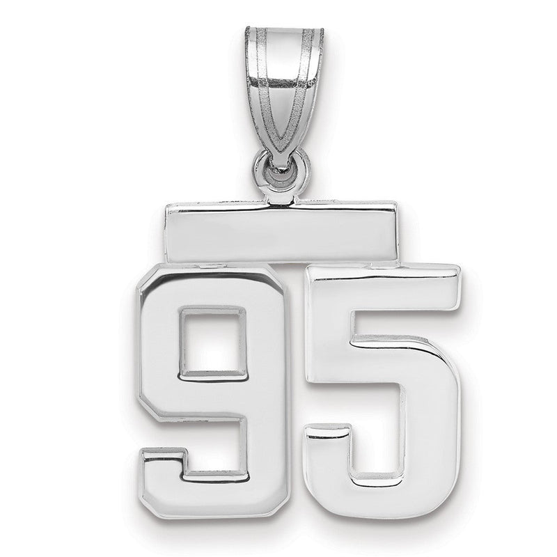 14K Weißgold kleiner polierter Charm Nummer 95
