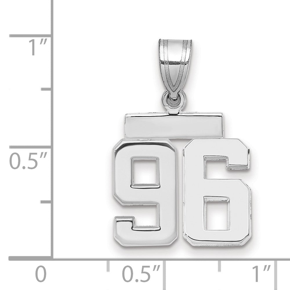 14K Weißgold kleiner polierter Charm Zahl 96