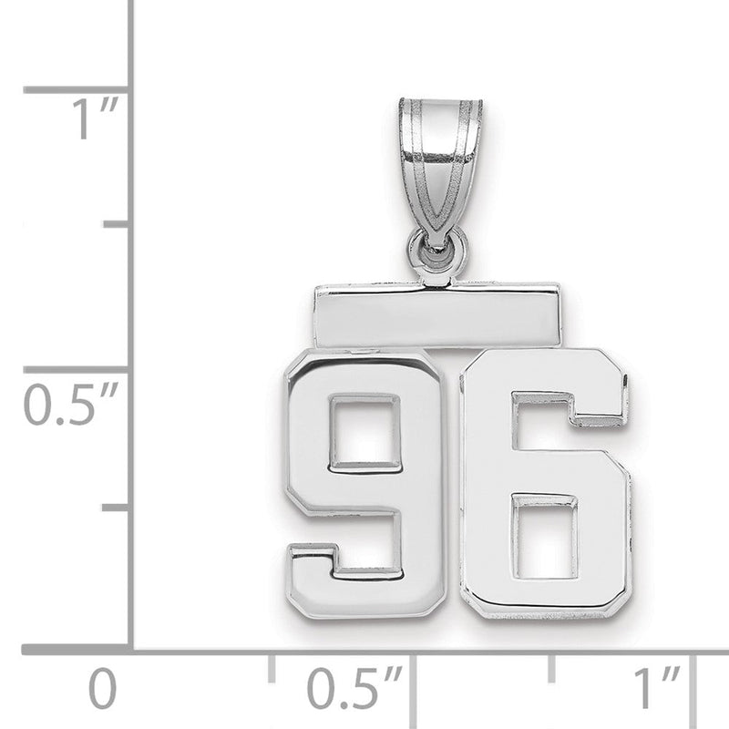 14K Weißgold kleiner polierter Charm Zahl 96