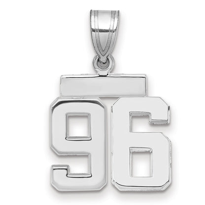 14K Weißgold kleiner polierter Charm Zahl 96