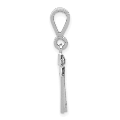 14k Weißgold Kleiner Polierter Zahl-97-Charm
