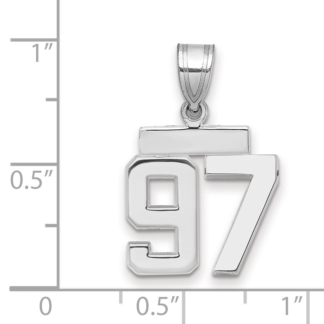 14k Weißgold Kleiner Polierter Zahl-97-Charm