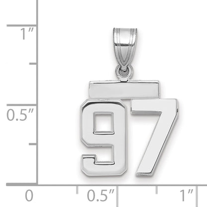 14k Weißgold Kleiner Polierter Zahl-97-Charm