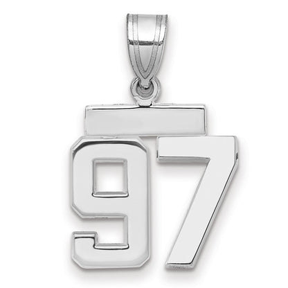 14k Weißgold Kleiner Polierter Zahl-97-Charm