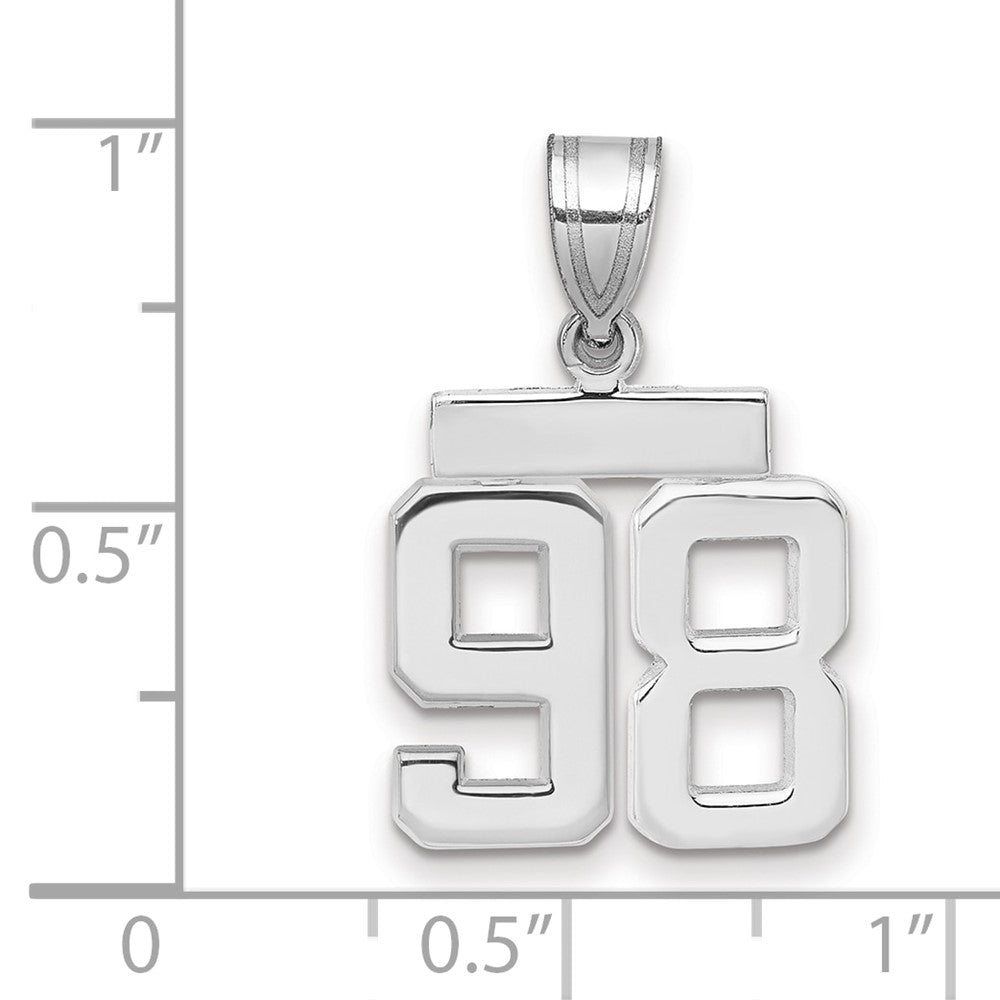 14K Weißgold kleiner polierter Charm mit Zahl 98