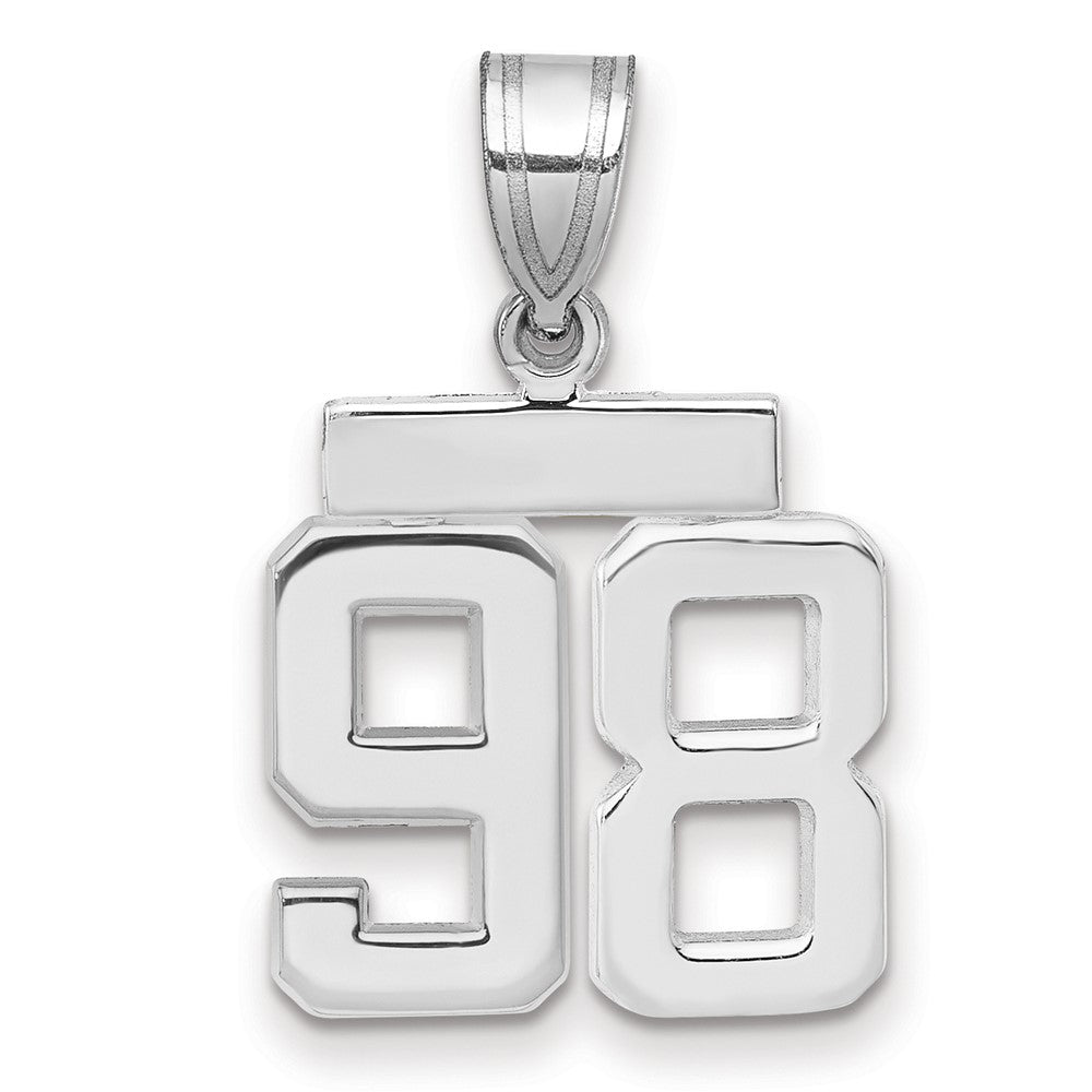 14K Weißgold kleiner polierter Charm mit Zahl 98