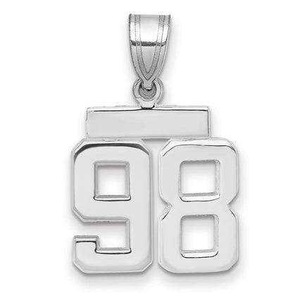 14K Weißgold kleiner polierter Charm mit Zahl 98