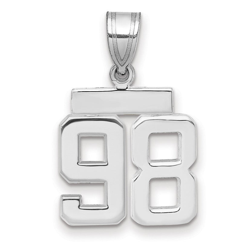 14K Weißgold kleiner polierter Charm mit Zahl 98