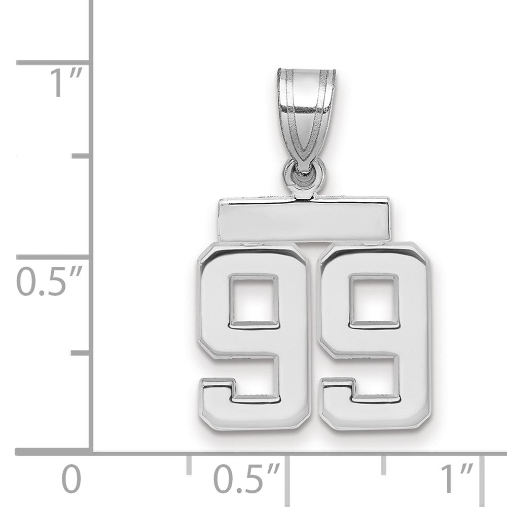14K Weißgold kleiner polierter Charm Zahl 99