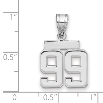 14K Weißgold kleiner polierter Charm Zahl 99