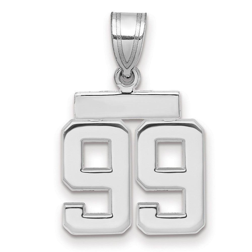 14K Weißgold kleiner polierter Charm Zahl 99