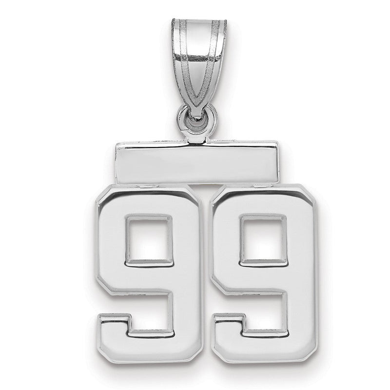 14K Weißgold kleiner polierter Charm Zahl 99