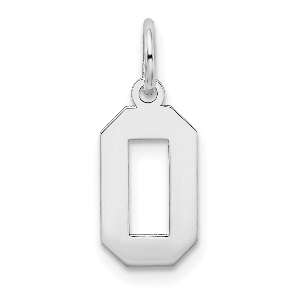 14K Weißgold 14kw Klein Satiniert Zahl 0 Charm