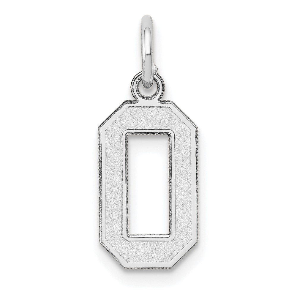 14K Weißgold 14kw Klein Satiniert Zahl 0 Charm