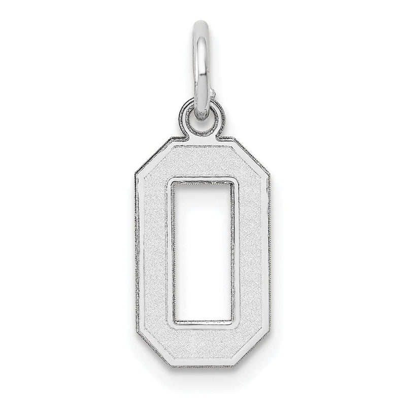 14K Weißgold 14kw Klein Satiniert Zahl 0 Charm