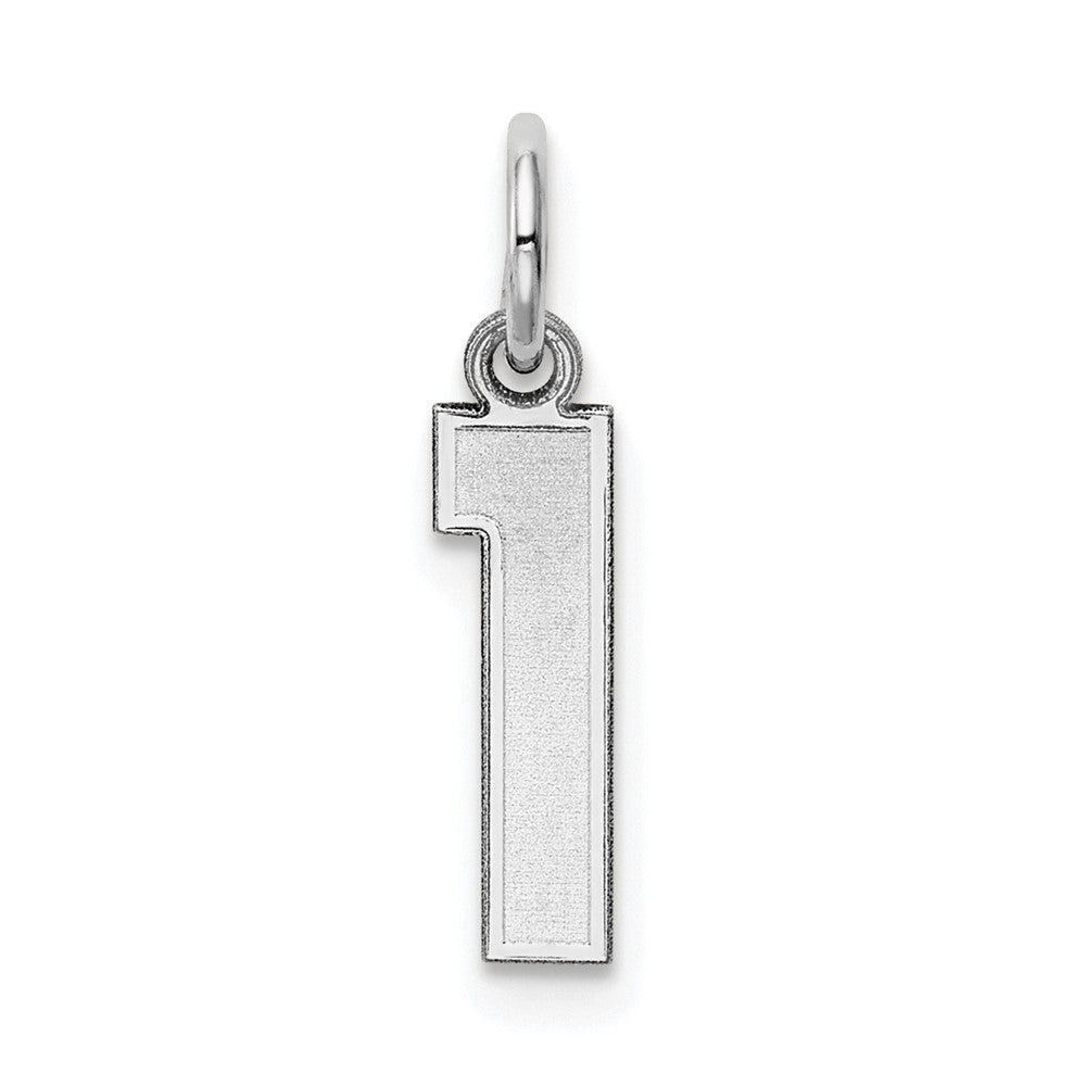 14K Weißgold 14kw Klein Satiniert Zahl 1 Charm