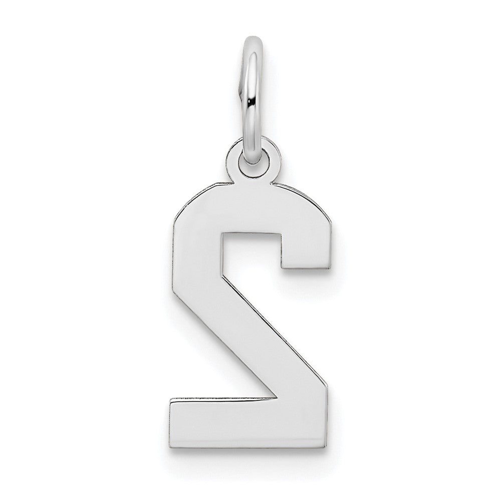 14K Weißgold 14kw Klein Satiniert Zahl 2 Charm