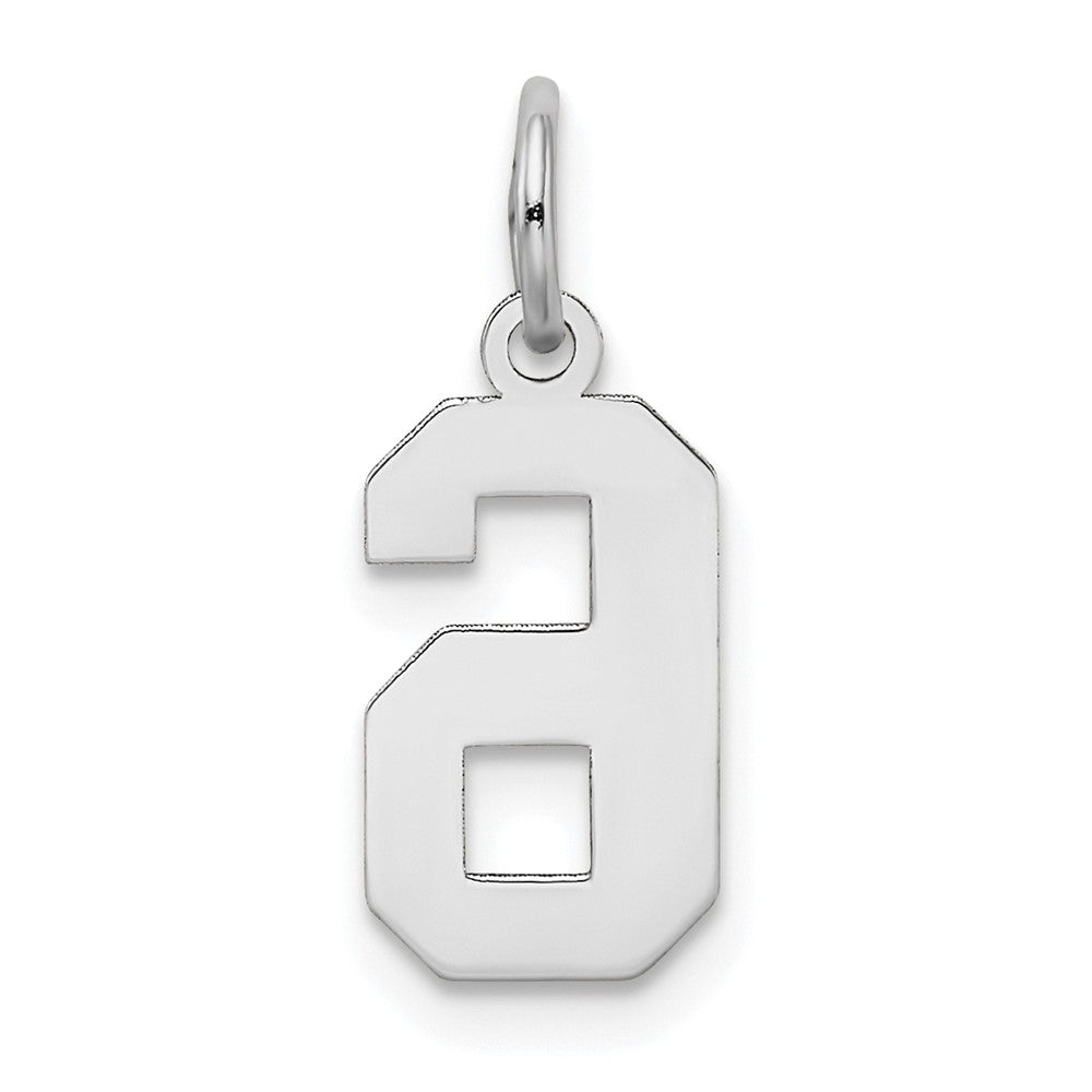 14K Weißgold 14kw Klein Satiniert Zahl 6 Charm