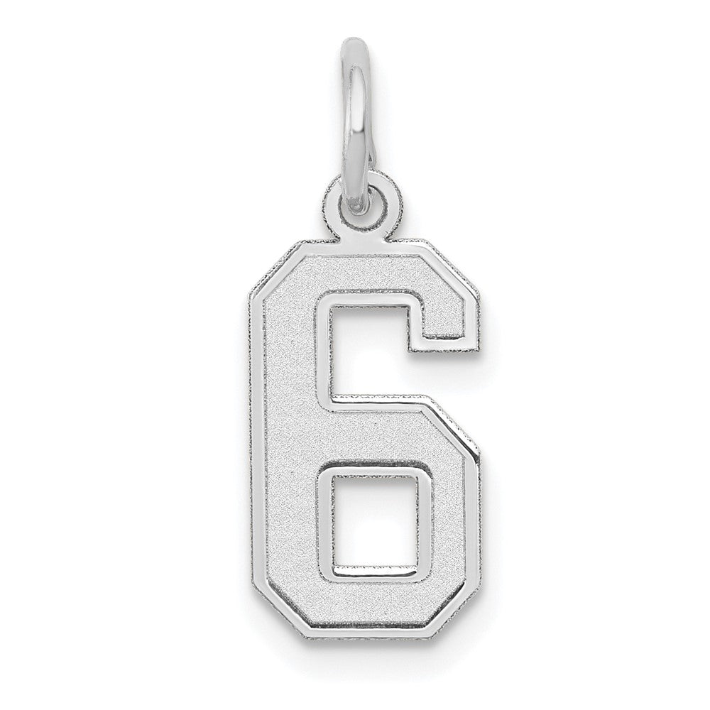 14K Weißgold 14kw Klein Satiniert Zahl 6 Charm