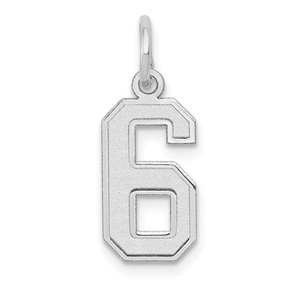14K Weißgold 14kw Klein Satiniert Zahl 6 Charm