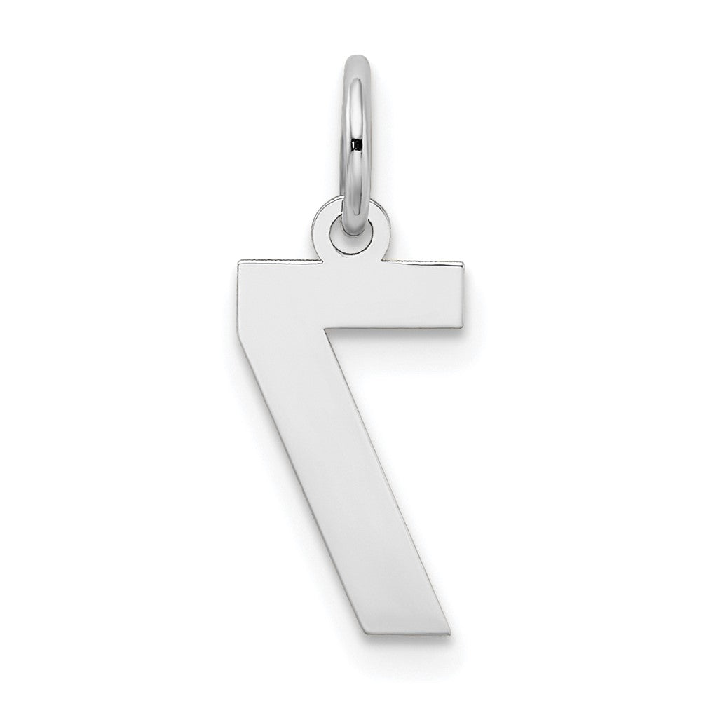 14K Weißgold 14kw Klein Satiniert Zahl 7 Charm