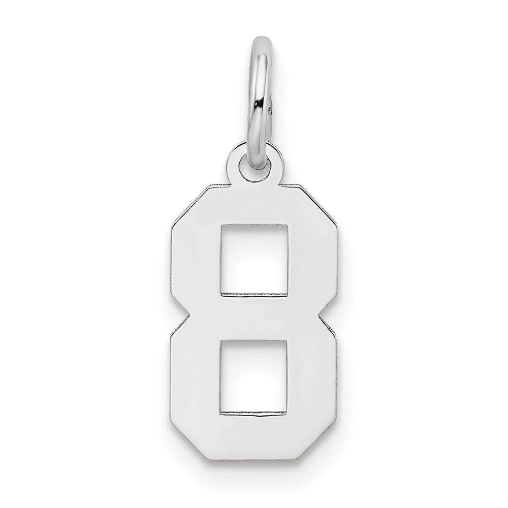 14K Weißgold 14kw Klein Satiniert Zahl 8 Charm