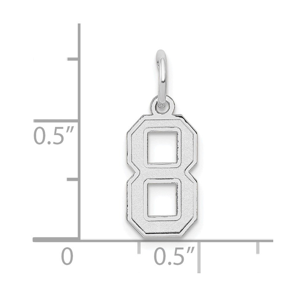 14K Weißgold 14kw Klein Satiniert Zahl 8 Charm