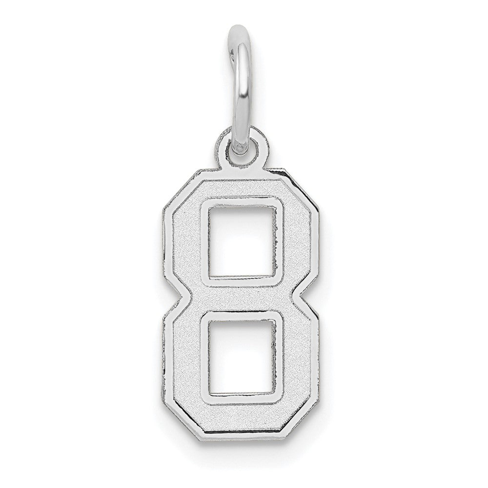14K Weißgold 14kw Klein Satiniert Zahl 8 Charm