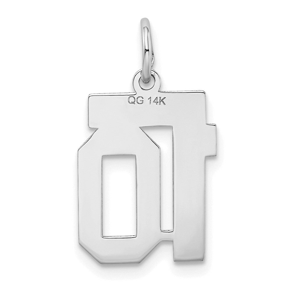 14K Weißgold kleiner satinierter Charm Zahl 10