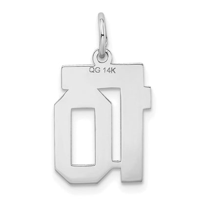14K Weißgold kleiner satinierter Charm Zahl 10