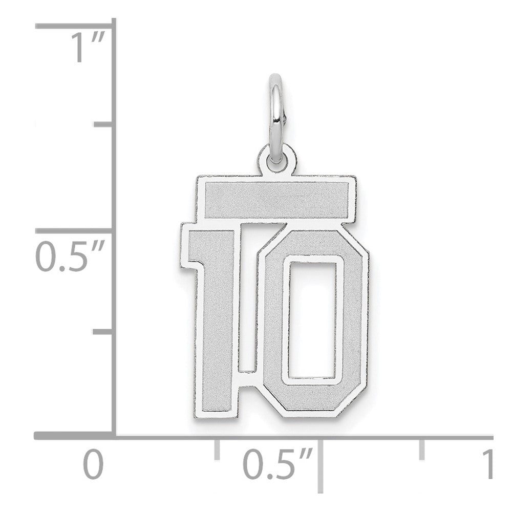14K Weißgold kleiner satinierter Charm Zahl 10
