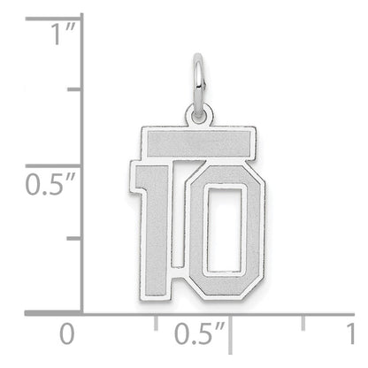 14K Weißgold kleiner satinierter Charm Zahl 10