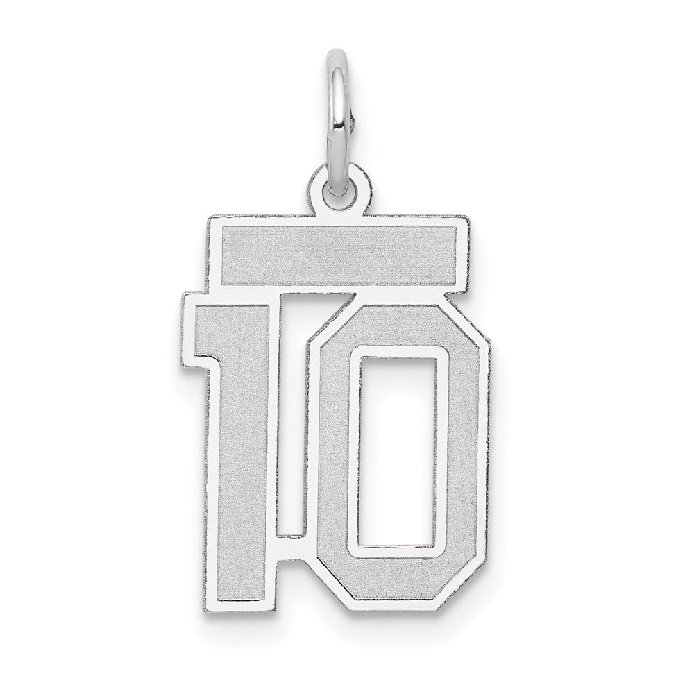 14K Weißgold kleiner satinierter Charm Zahl 10
