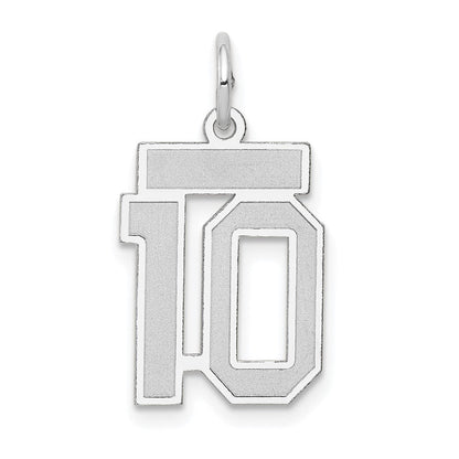 14K Weißgold kleiner satinierter Charm Zahl 10