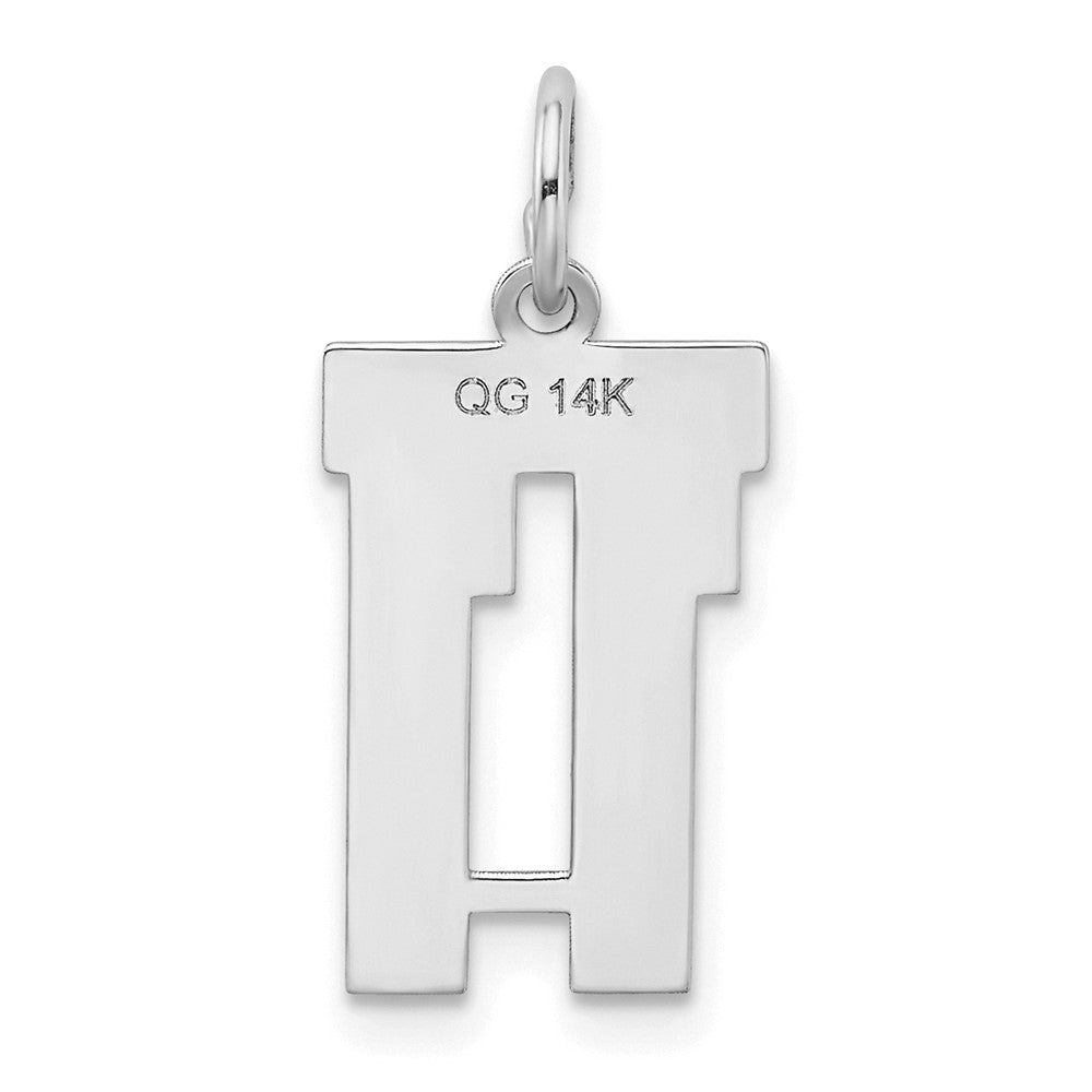 14K Weißgold Kleiner Satin-Anhänger Zahl 11 Charm