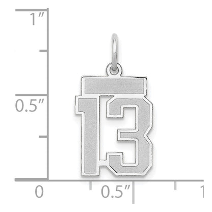 14K Weißgold Kleiner Charm "Nummer 13" Satiniert